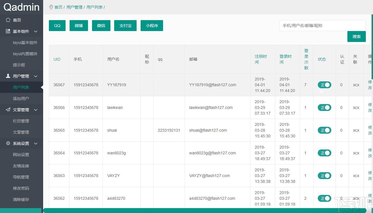 QAdmin后台模板下载,QAdmin,网站模板